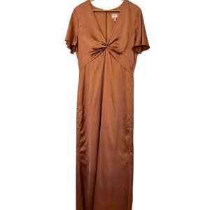 Show Me Your Mumu Rome Twist Gown Copper Satin Full Length Maxi Formal Size XL
